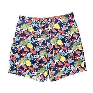 Nautica Mens Sz XL Tropical Fish Coral Aquarium Lined Swim Trunks Board Shorts